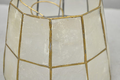 Vintage Italian Hollywood Regency Capiz Shell Gold 7.25 Round Clip On Lamp Shade