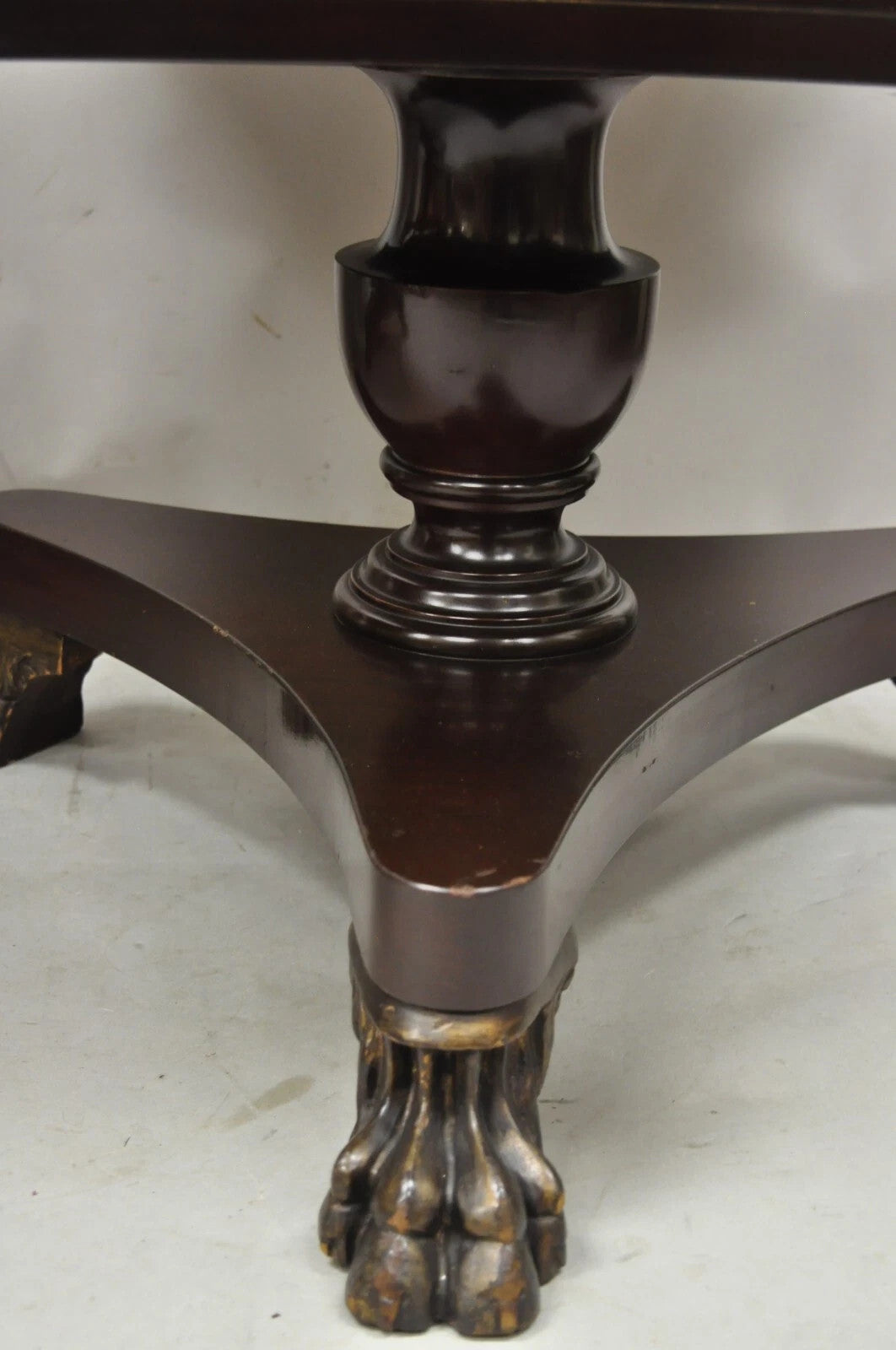 Vintage French Empire Style Mahogany 2 Tier Paw Feet Side End Tables - a Pair