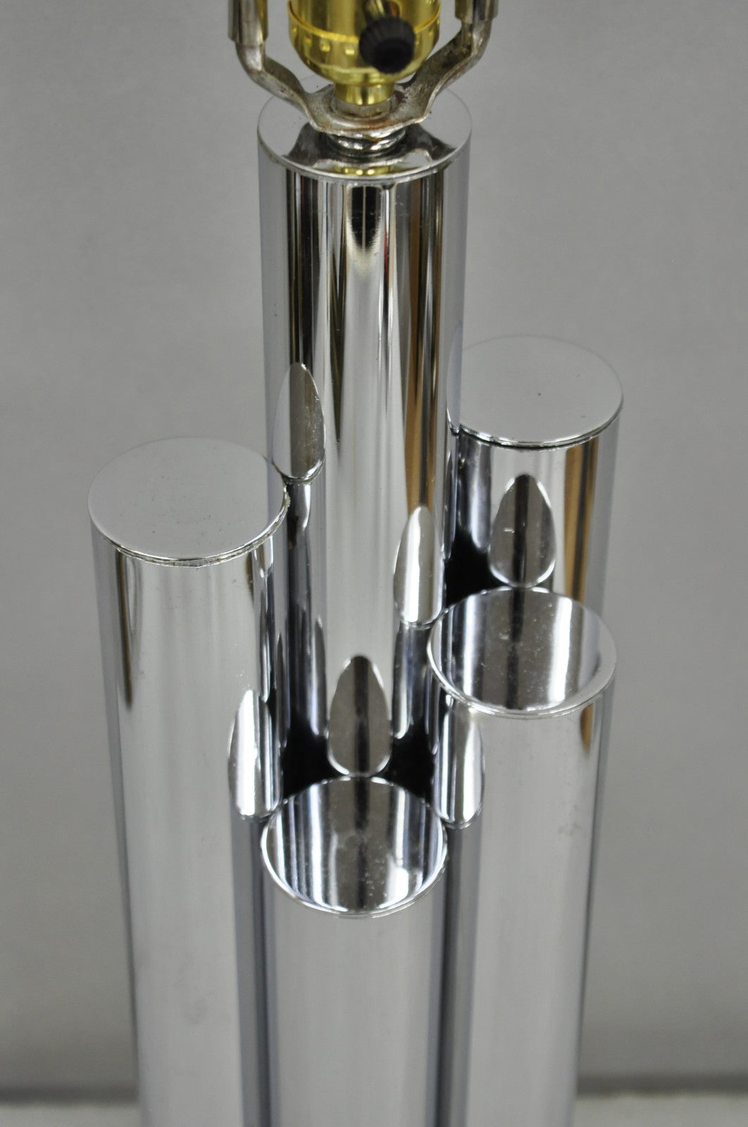 Vintage Mid Century Modern Sculptural Stacked Chrome Skyscraper Table Lamp