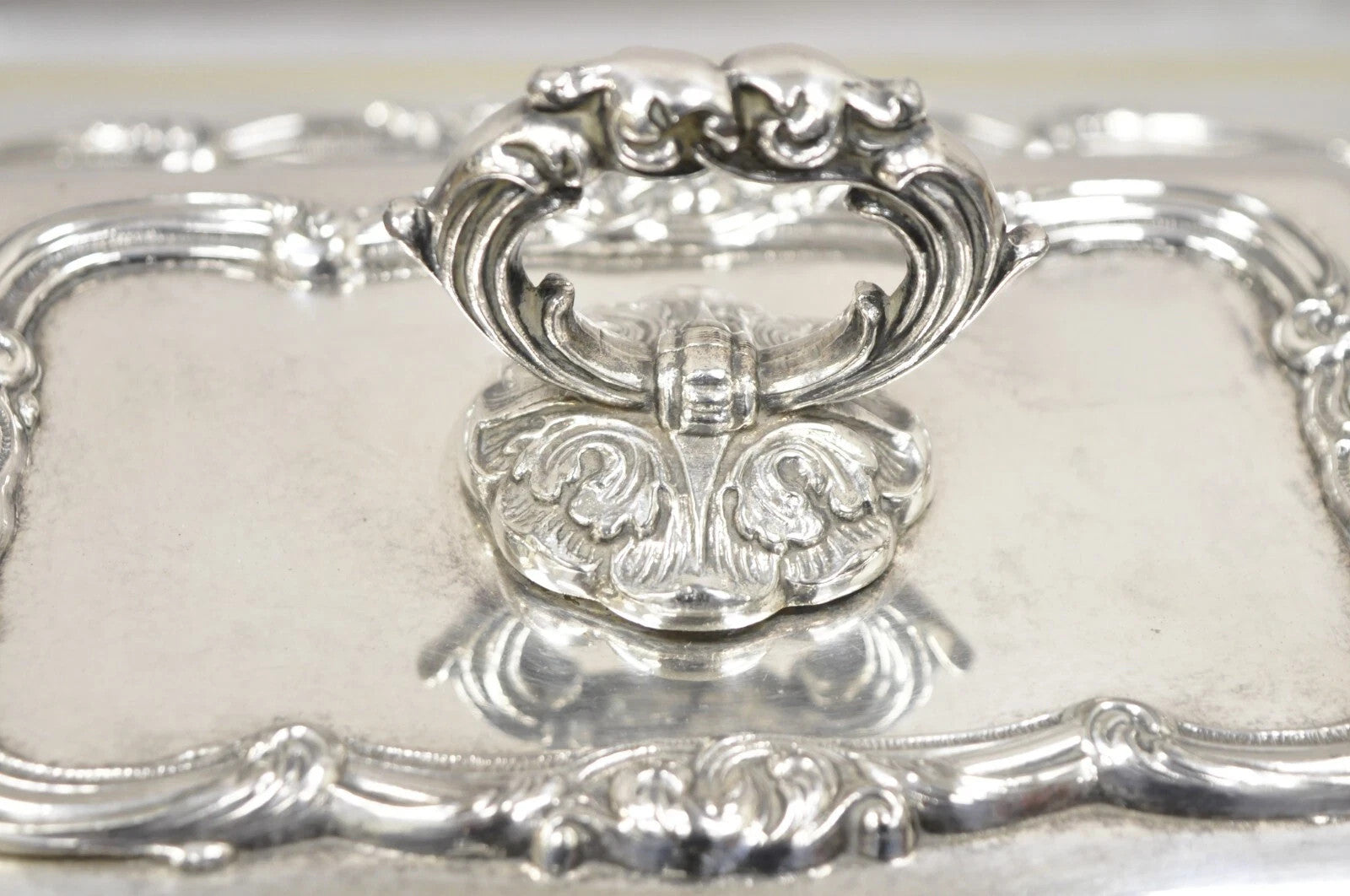 Vintage Gorham Black Starr Silver Plated Lidded Vegetable Serving Platter Dish