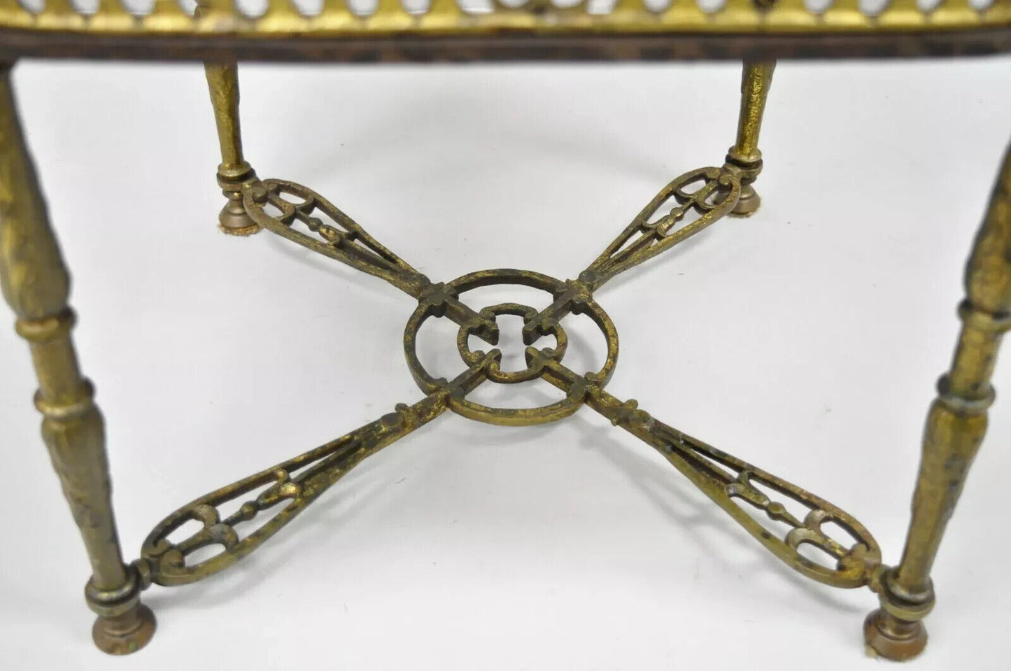 Antique Victorian Bronze Brass Oscar Bach Style Parlor Salon Side Chairs - Pair