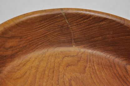 Vintage Mid Century Danish Modern Carved Teak Wood Round Salad Fruit Bowl (B)