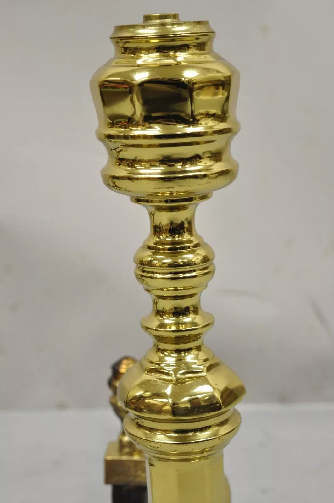 The Harvin Co Brass Federal Branch Leg Ball and Claw Fireplace Andirons - a Pair
