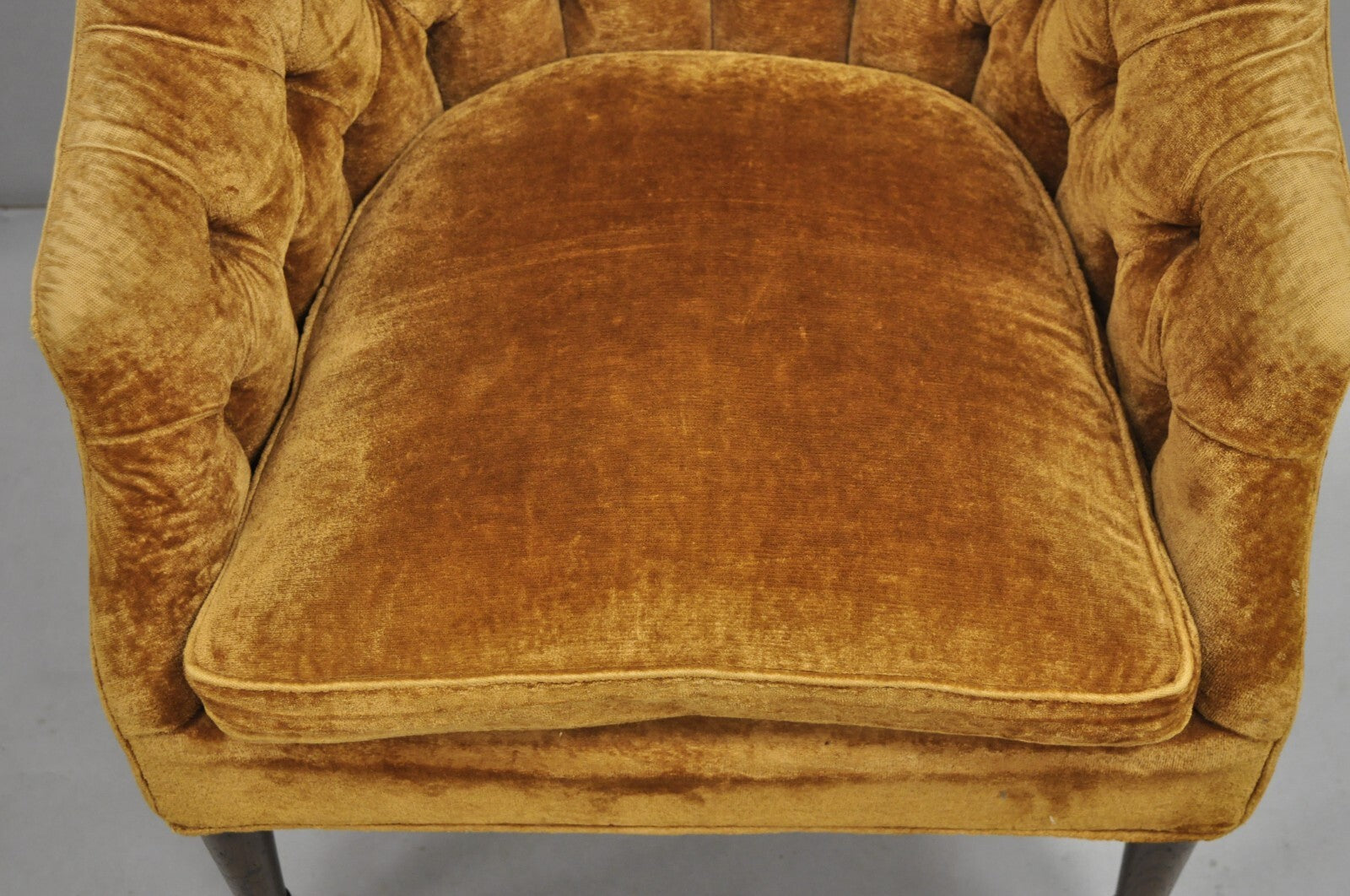 Vintage Marshall & Fields English Regency Brown Orange Barrel Back Club Chair