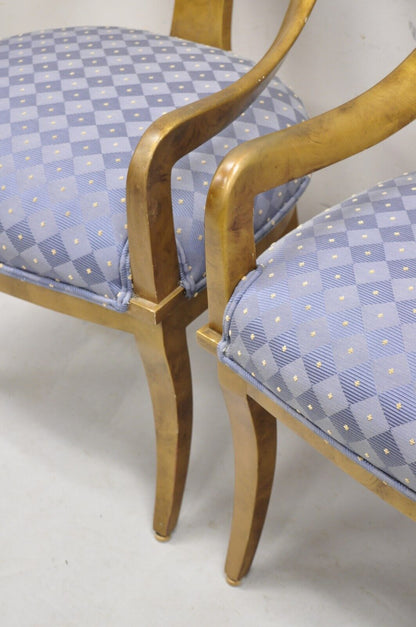 Vintage Italian Hollywood Regency Gold Gilt Wood Saber Leg Lounge Chairs - Pair