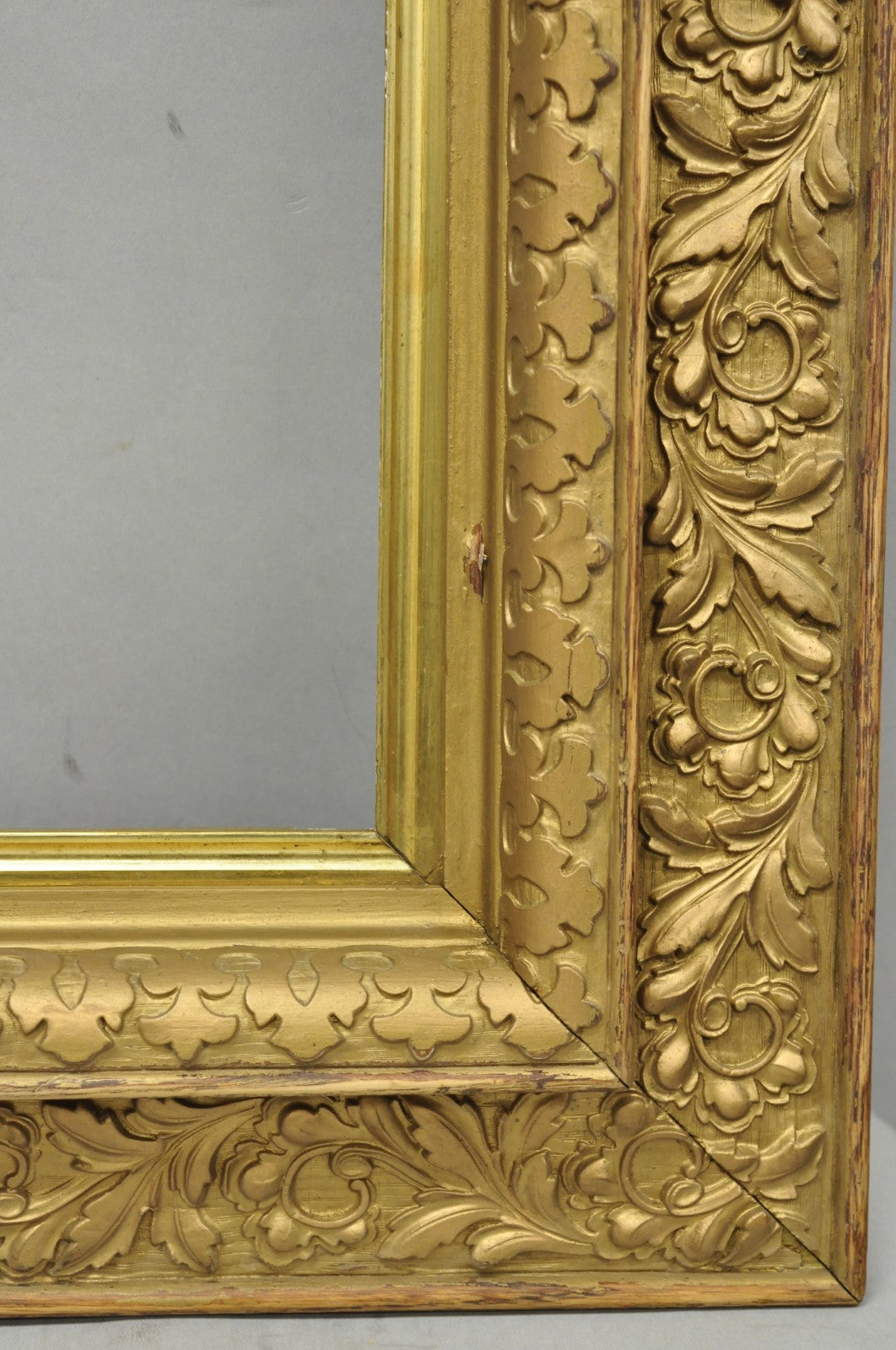 Antique Victorian Gold Gilt Oak Wood Leafy Scroll Deep Picture Frame 32.5 x 26.5