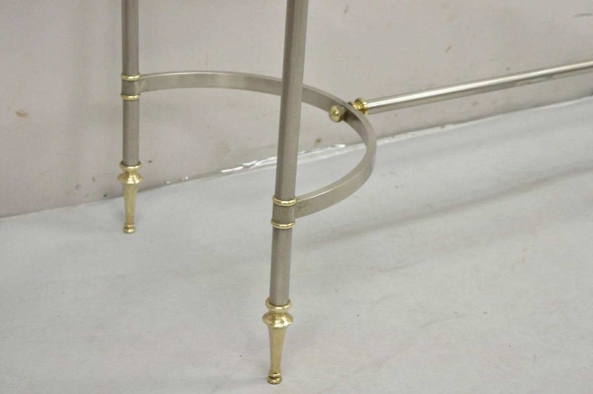 Neoclassical Directoire Maison Jansen Style Steel & Brass Console Sofa Table