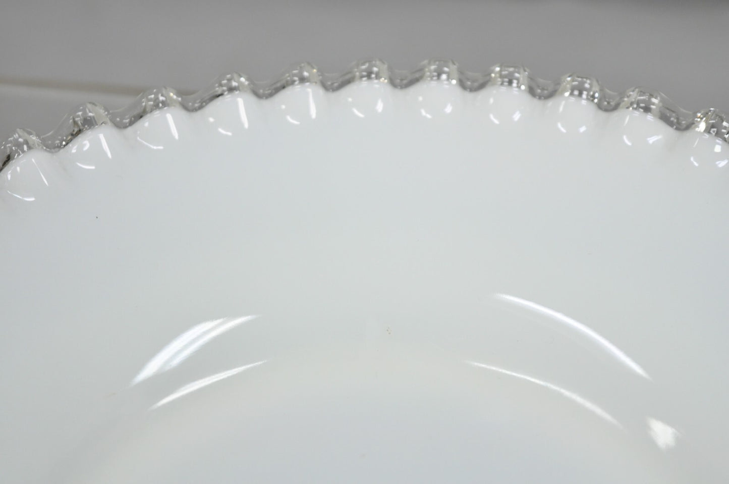 Vintage Fenton Silver Crest 12" Milk Glass Ruffled Edge Plate Platter - Set of 6