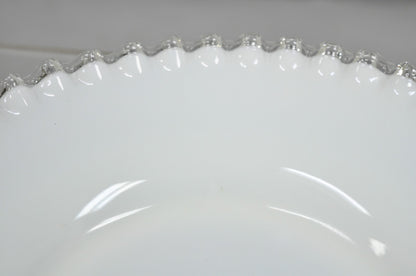 Vintage Fenton Silver Crest 12" Milk Glass Ruffled Edge Plate Platter - Set of 6