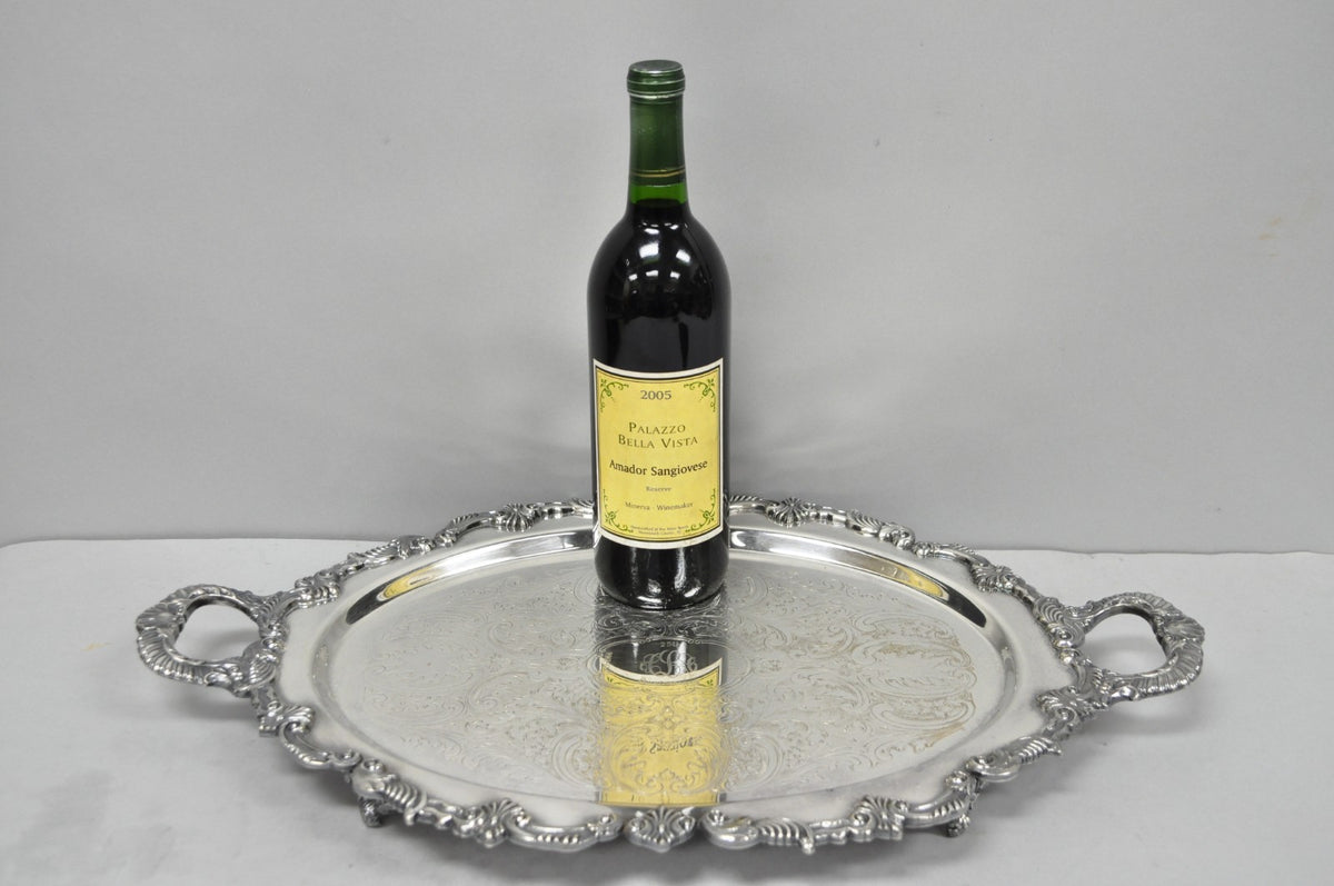 Vintage Sheffield Victorian Silver Plated Oval Platter Tray 25th Anniversary
