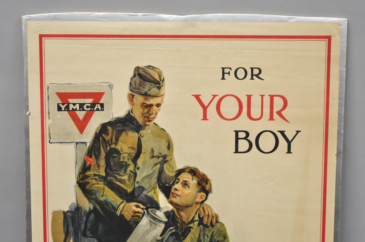 Original Vintage 1918 WWI YMCA Poster 'For Your Boy' by Arthur Williams Brown