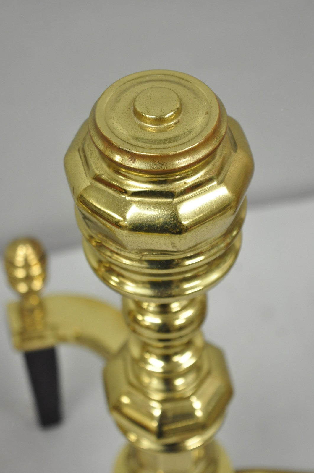 The Harvin Co Vintage Brass Federal Style Branch Foot Fireplace Andirons - Pair