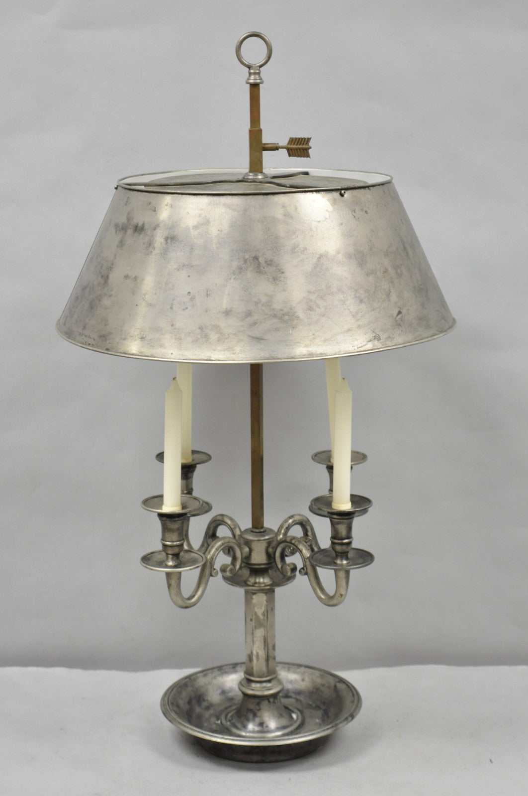 Visual Comfort & Co French Country Antiqued Pewter Bouillotte Tole Table Lamp