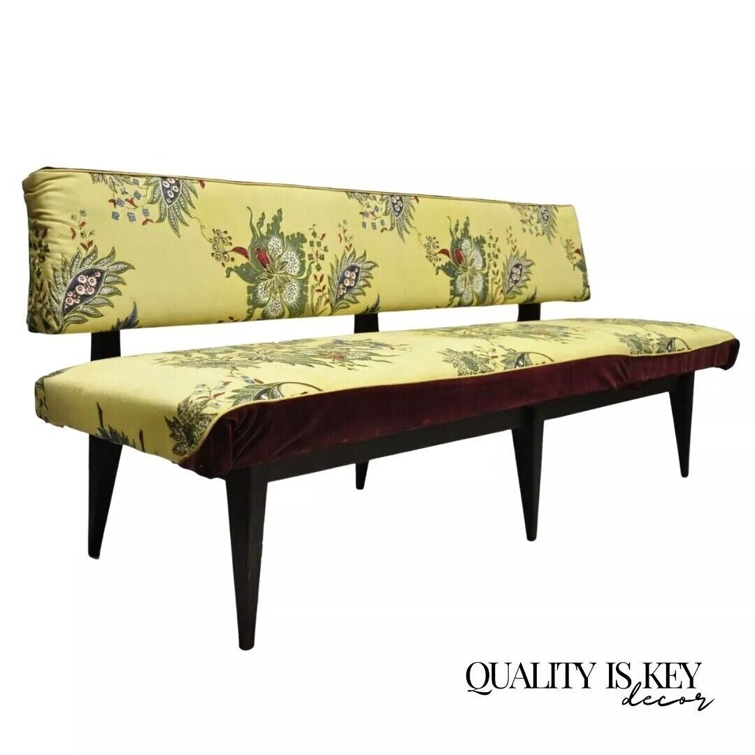 Mid Century Italian Modern Oak Wood Banquette Settee Bench After Paolo Buffa