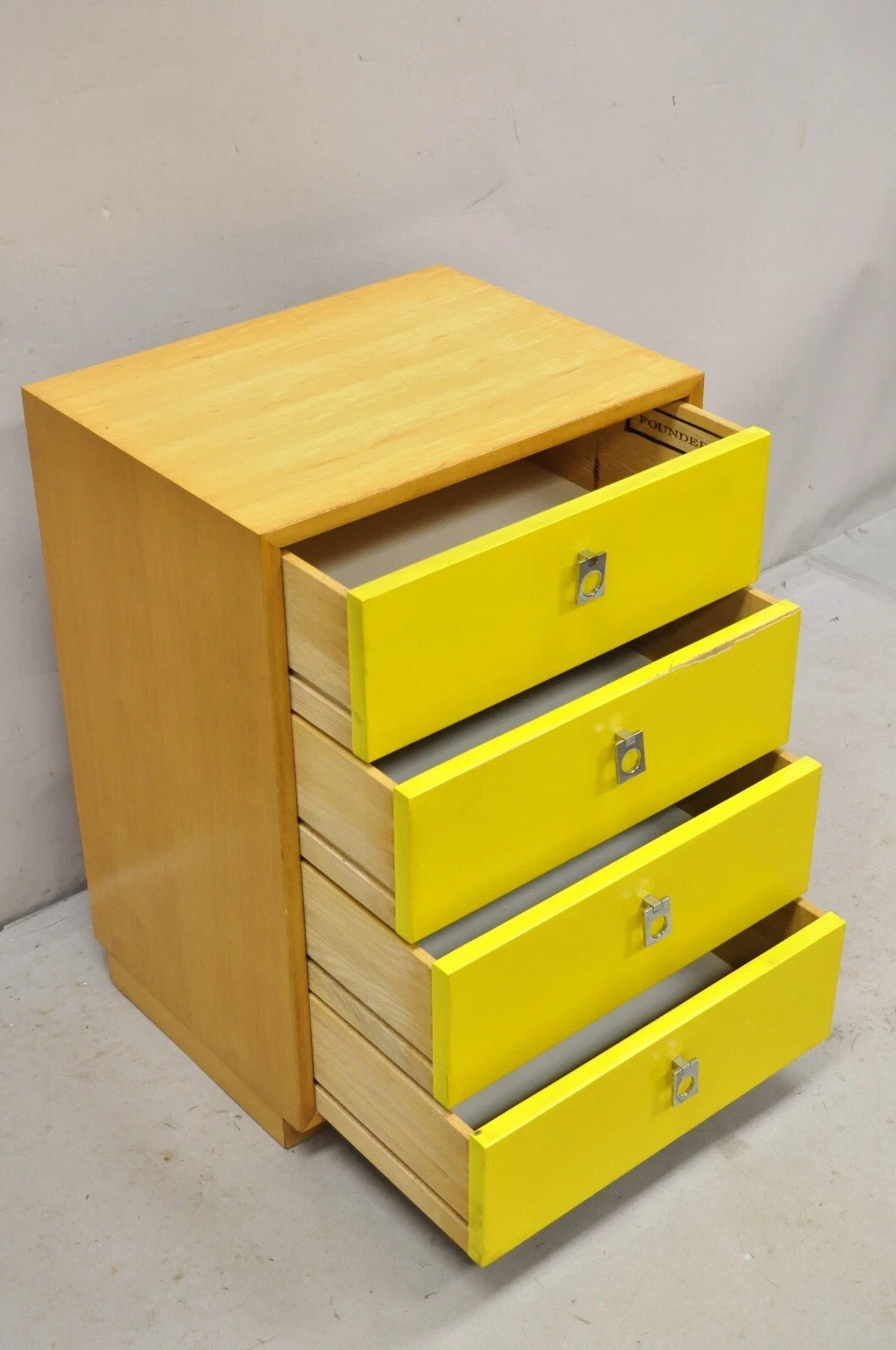Jack Cartwright for Founders Mid Century Modern Yellow Maple Nightstand Chest