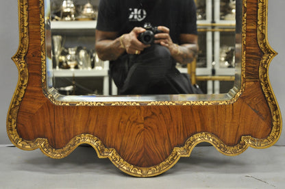 Antique George II Style Walnut Beveled Glass Wall Mirror w/ Plume Pediment