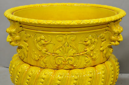 Burmantofts Faience Majolica English Regency Yellow Glazed Jardiniere Pot - Pair