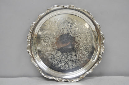 Vintage WM Rogers Wellington 1171 Round Silver Plated Etched Floral Platter Tray