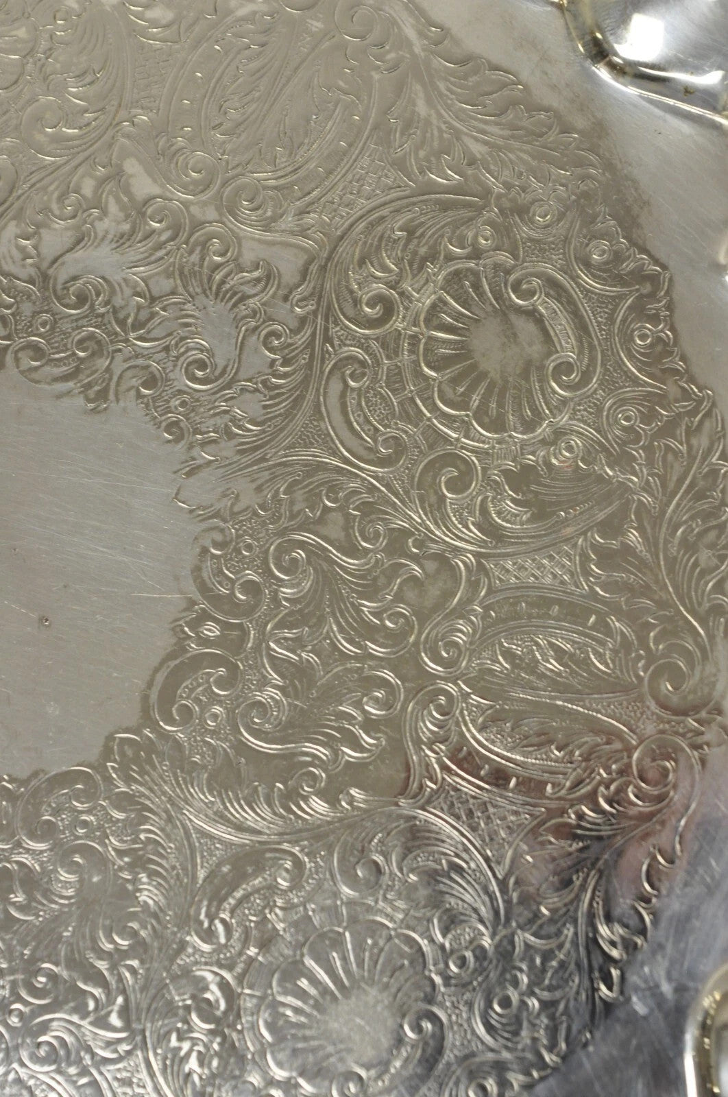Vintage English Silver Mfg Regency Style Silver Plated 12" Trinket Platter Tray