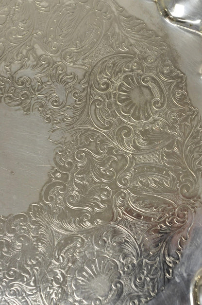 Vintage English Silver Mfg Regency Style Silver Plated 12" Trinket Platter Tray