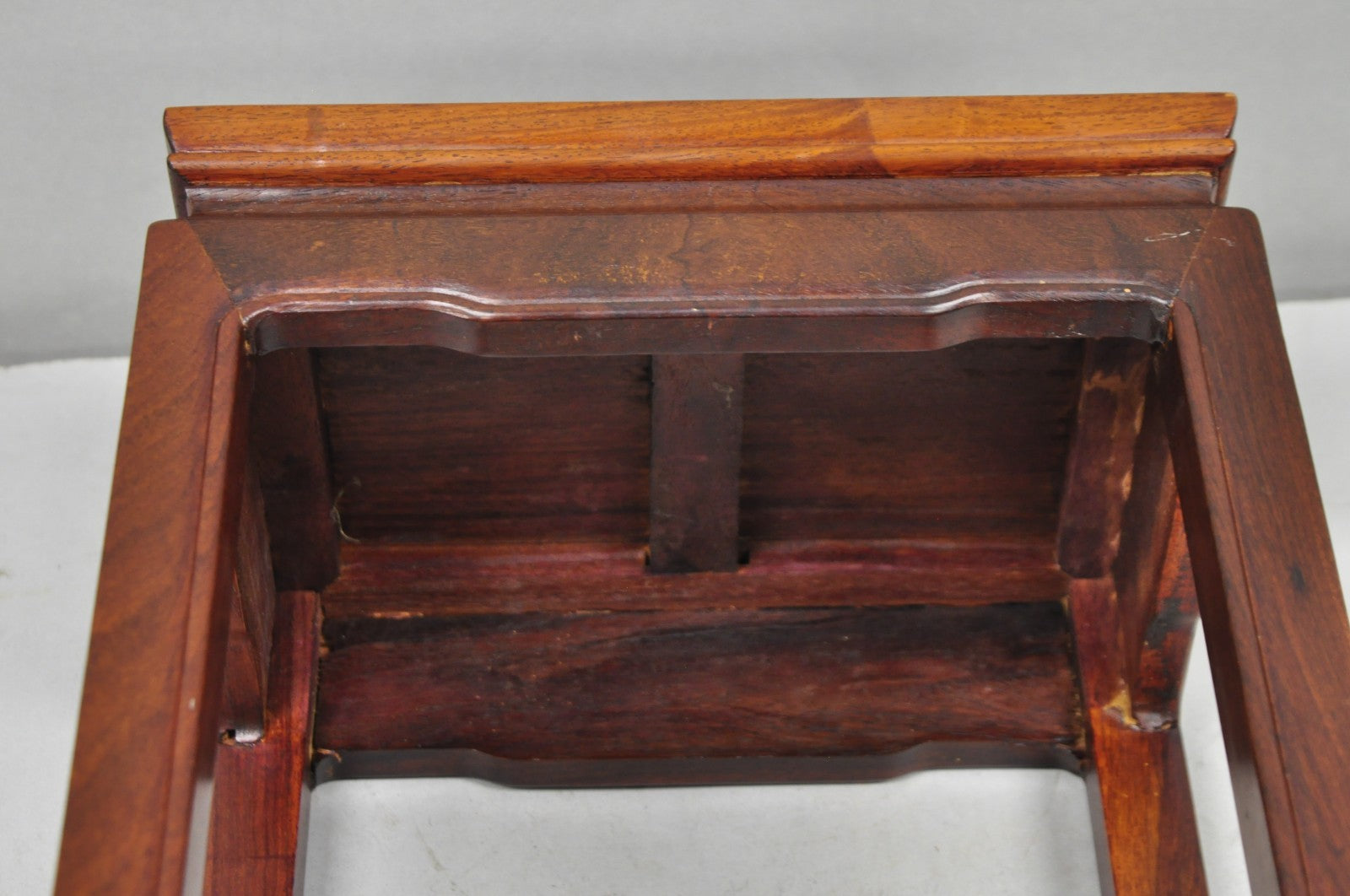 Vintage Chinese Hardwood Small Pedestal Plant Stand Side Table