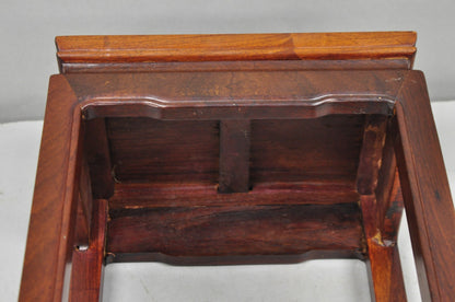 Vintage Chinese Hardwood Small Pedestal Plant Stand Side Table