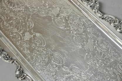 Vintage Old English Poole Silver Plated Footed Narrow Serving Platter Bar Tray