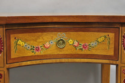 Wellington Hall English Adams Style Paint Decorated Satinwood Sideboard Buffet