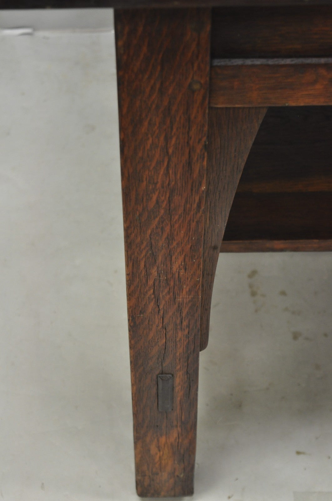 Antique Gustav Stickley Arts & Crafts Mission Oak Two Drawer Library Table Desk