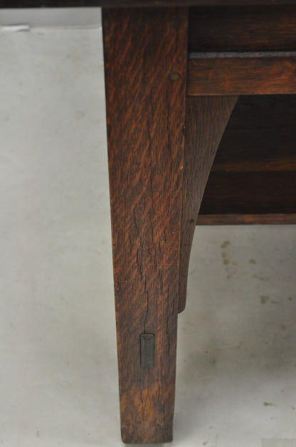 Antique Gustav Stickley Arts & Crafts Mission Oak Two Drawer Library Table Desk