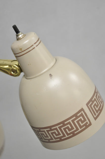 Vintage Mid Century Modern Taupe Triennial Greek Key Shade Floor Lamp