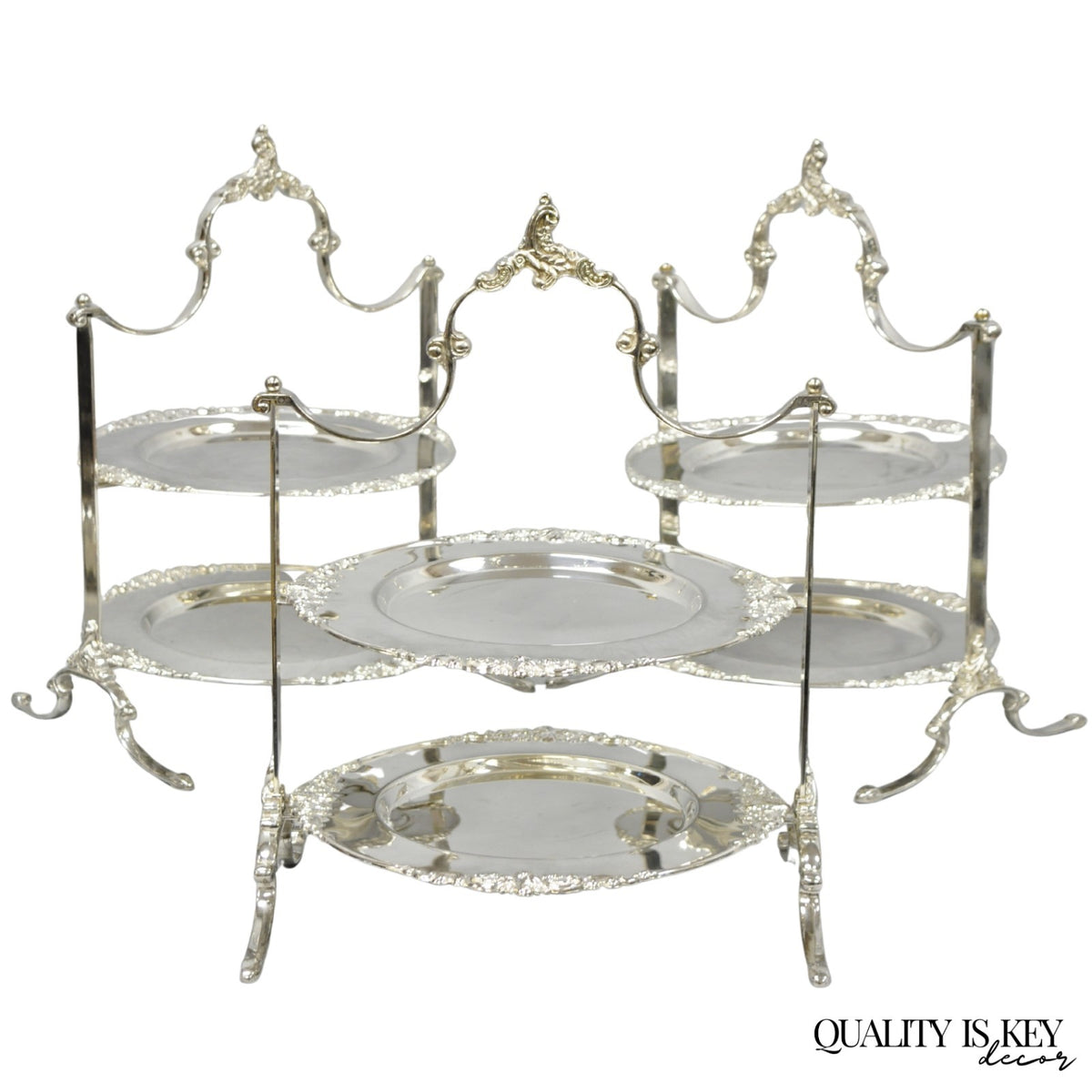 Vintage Godinger Silver Plated 2 Tier Buffet Server High Tea Pastry Plate Stand