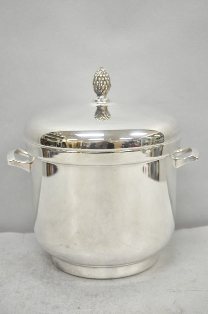 Vintage Sheffield Art Deco Silver Plated Glass Lined Covered Ice Bucket w/ Lid