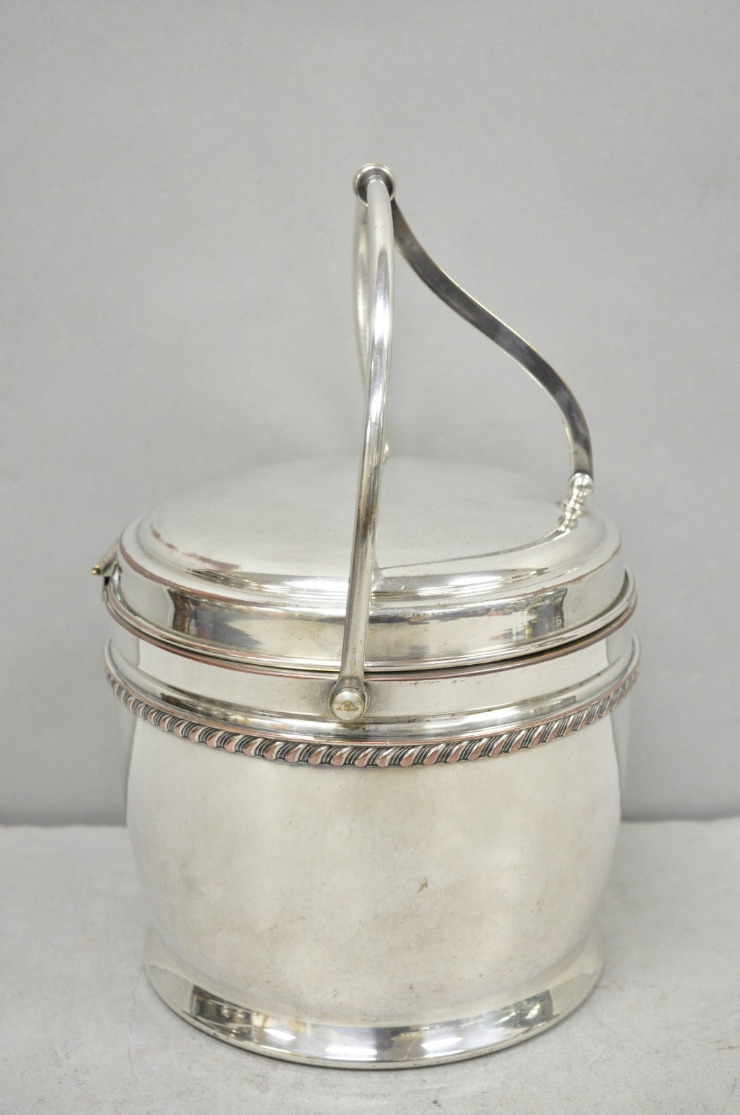 Vintage Bernard Rice's Sons Silver Plated Reticulating Hinge Lid Bar Ice Bucket