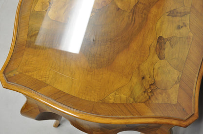 Vintage Italian Rococo French Country Burl Wood Olive Wood Inlay Writing Desk