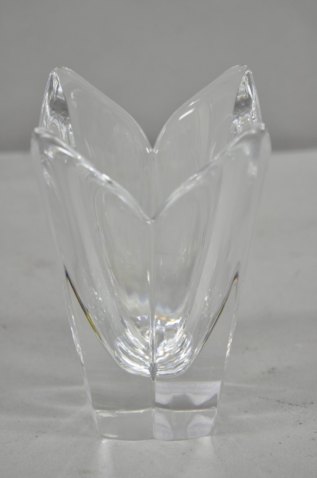 Vintage 6" Orrefors Sweden Lotus Flower Crystal Glass 4 Petal Vase
