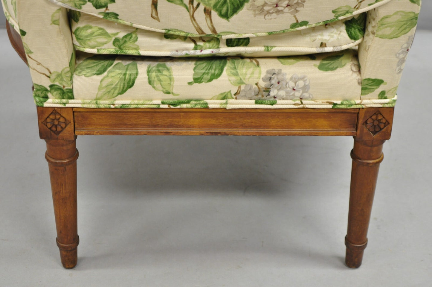 Antique French Country Louis XVI Style Walnut Boudoir Slipper Lounge Chair