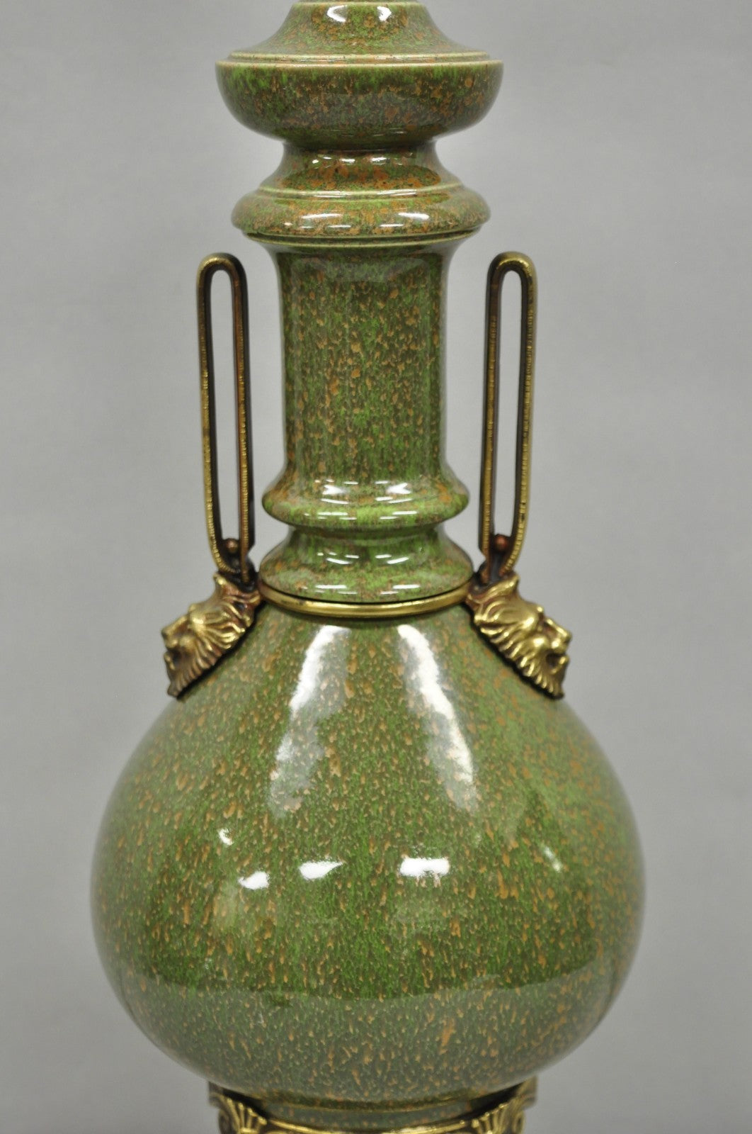 Vintage French Neoclassical Style Green Porcelain James Mont Style Table Lamp