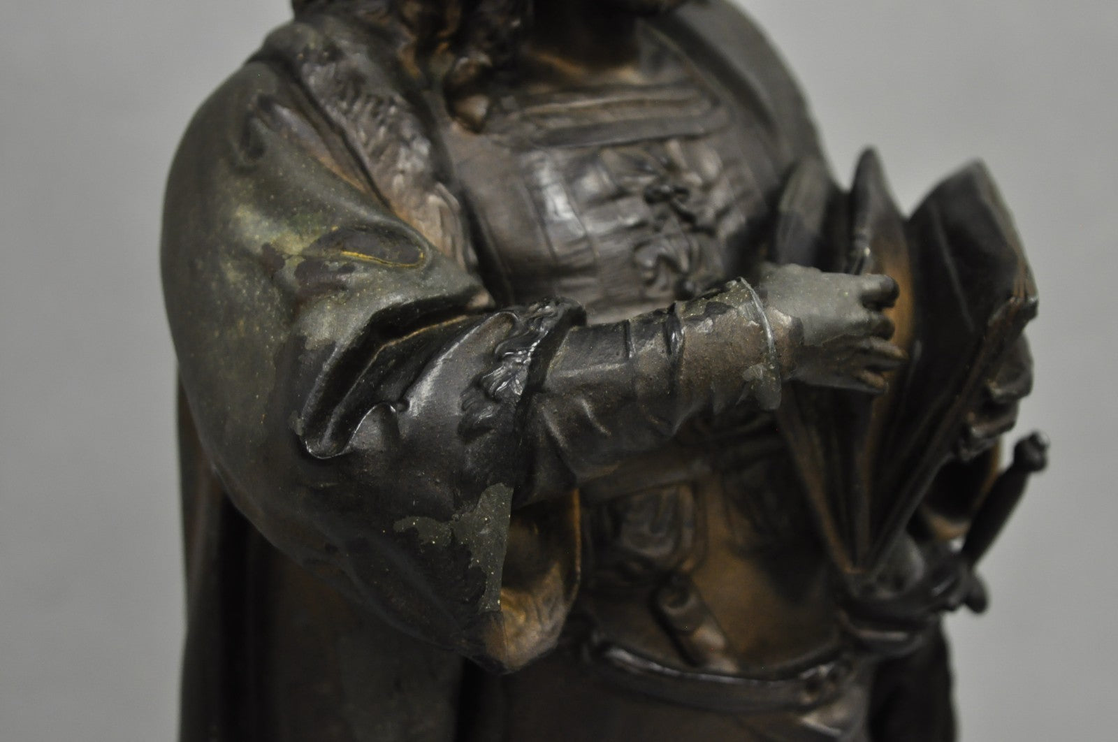 Antique French Renaissance Spelter Metal Statue of Cardinal Mazarin Table Lamp