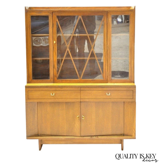 Raymond Loewy Mengel Mid Century Modern Sculpted Oak Bookcase China Cabinet
