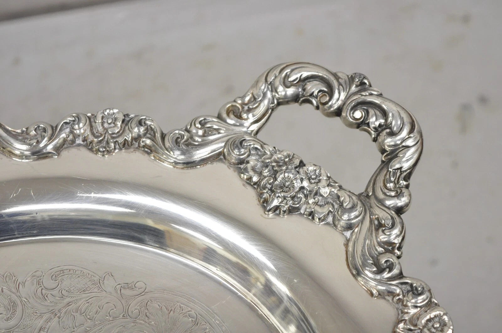 Vintage Poole 400 Lancaster Rose Silver Plated Serving Platter Bar Tray (B)
