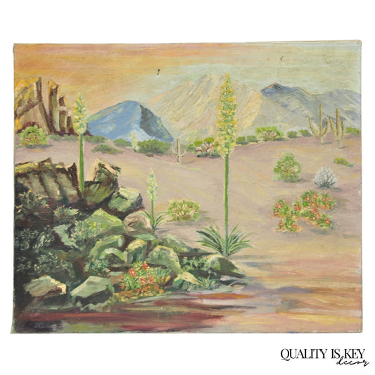 Vintage 1960's Oil on Canvas Southwestern Landscape Painting, Signed Souder