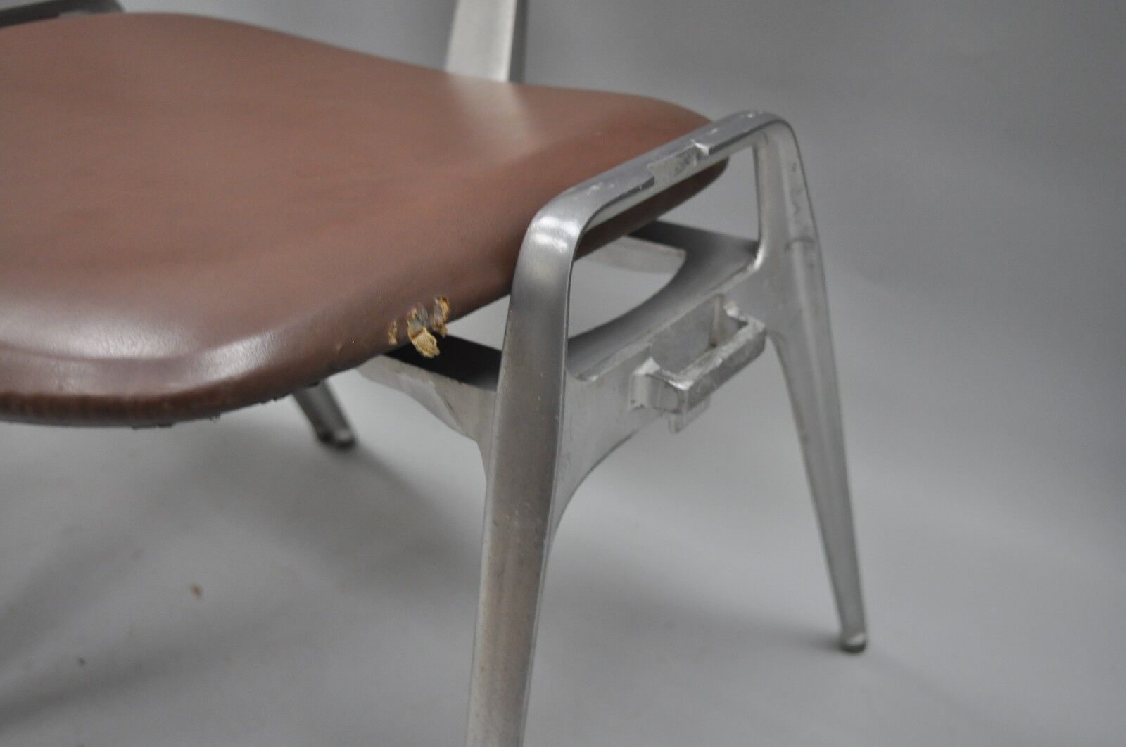 Mid Century Modern Cast Aluminum Stacking Side Chairs by Crucible (A) - a Pair