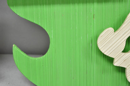 Vintage Mid Century Modern Green Theater Mask Shadowbox Wall Pocket Shelf - Pair