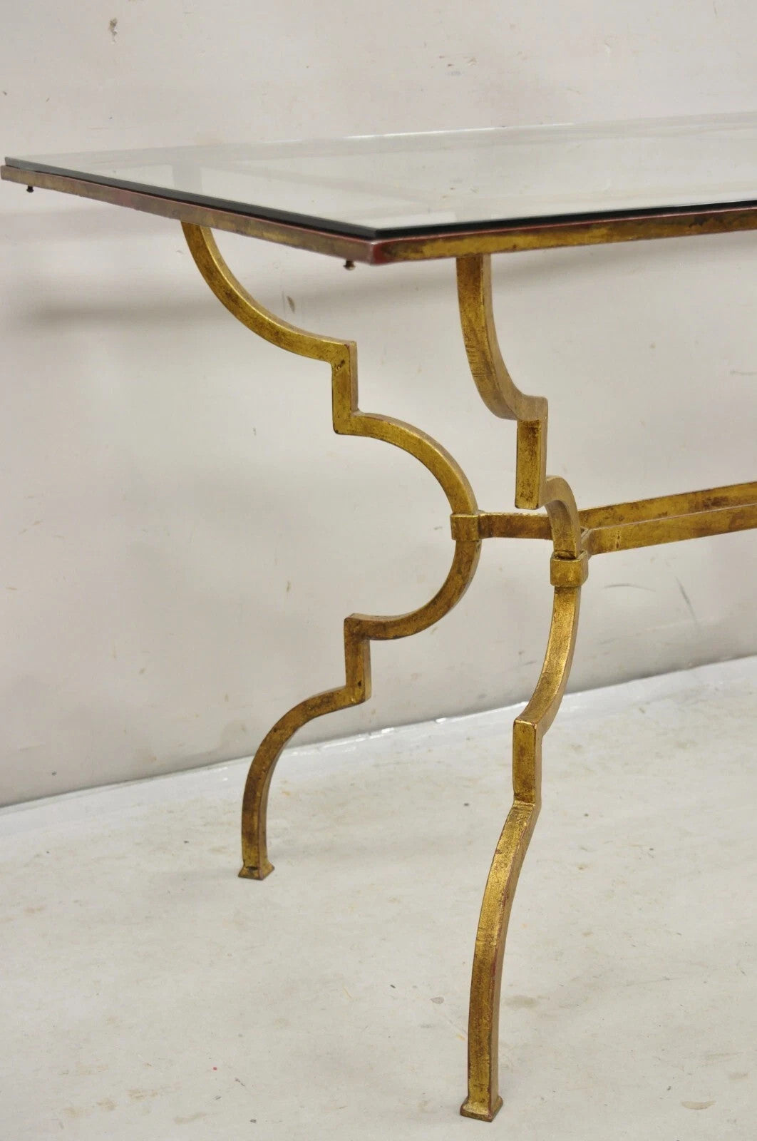 Vintage Italian Hollywood Regency Iron Gold Gilt Lattice Dining Set - 7 Pc Set