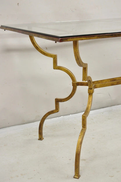 Vintage Italian Hollywood Regency Iron Gold Gilt Lattice Dining Set - 7 Pc Set