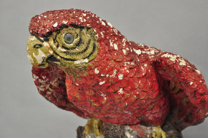 Vintage Hollywood Regency Cast Plaster Red Tropical Parrot Macaw 29" Statue