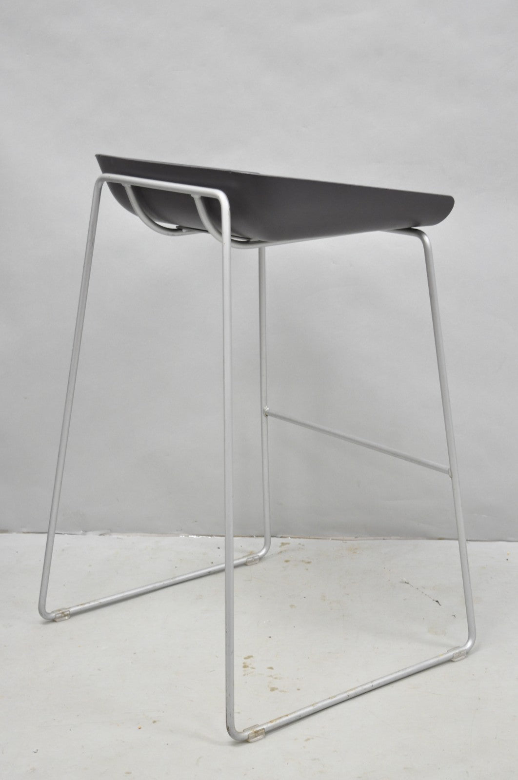 Turnstone by Steelcase Metal Scoop Barstool Stool w/ Green Cushion - Set of 3