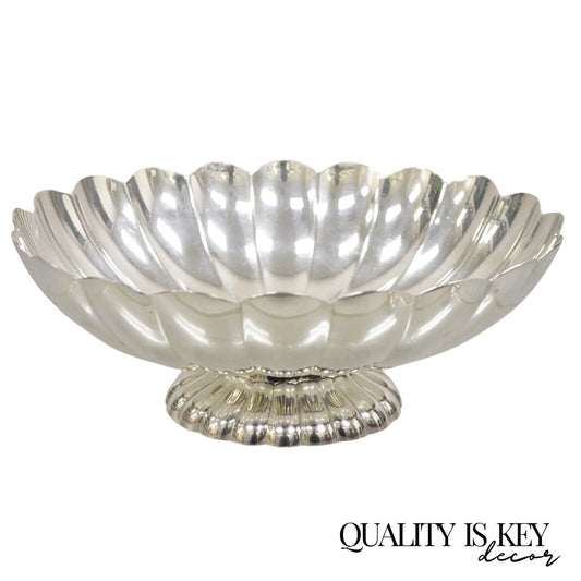 Vintage Reed & Barton Modern Silver Plated Large Scalloped Oval Fruit Bowl