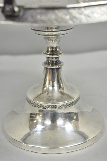 Antique Reed & Barton Victorian Silver Plated Pedestal Brides Basket w/ Handle